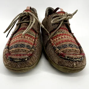 Roper Driving Moccasin Fair Isle Aztec Lace Up Round Toe Leather Tan 5.5 thumbnail 5