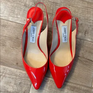 Jimmy Choo Erin 60 slingback kitten heel pumps in red patent leather thumbnail 5