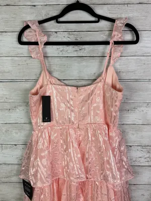 Lulus Stunning Glory Light Pink Floral Jacquard Tiered Maxi Dress Size Large thumbnail 5