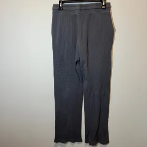 Losano Organic Cotton Waffle Knit Lounge Pants Charcoal Gray Drawstring Small thumbnail 3