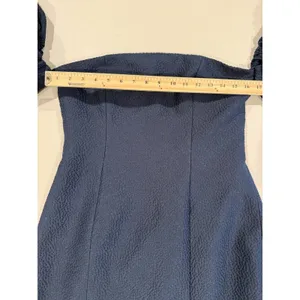 Keepsake Off Shoulder Midi Dress Medium Navy Slit Minimal Party Cocktail Travel thumbnail 3