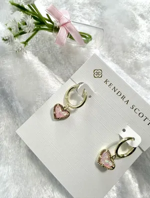 Kendra Scott Ari Heart Gold Huggie Earrings in Dichroic Glass thumbnail 1