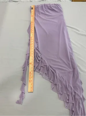 Hello Molly Social Status Strapless Mesh Frill Midi Dress‎ Lilac Medium thumbnail 9