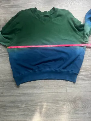 Michael Lauren Green to Blue Ombré Long Sleeves Crew Neck Sweatshirt Cotton L thumbnail 7