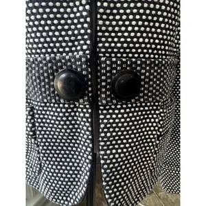 WHBM Black White Polka Dot Blazer Women's 12/14 Cotton Cropped Notch Lapel thumbnail 6
