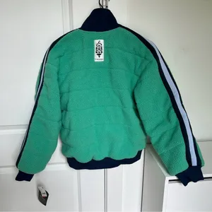 Free People FP Movement Fleece Sherpa Scrunchy Pippa Jacket - Green & Navy - XS thumbnail 4