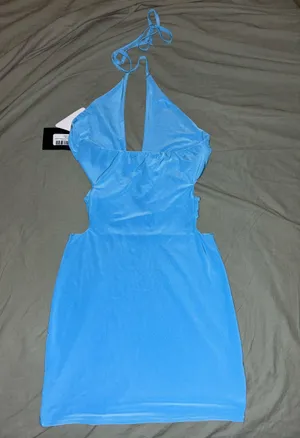 Ego shoes bodycon cut out baby blue dress thumbnail 4