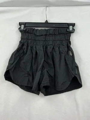 Free People Black High-Rise Ribbed Waist Athletic Shorts 1186 thumbnail 2