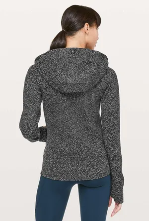 Night View Black White Polka Dot Athletic Workout Scuba Hoodie NEW thumbnail 2