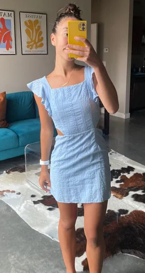 Blue Eyelet Boutique Dress thumbnail 1