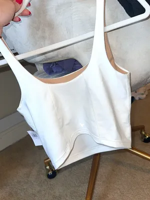 Old Navy White Scoop Neck Tank Top - Fitted Stretch thumbnail 2