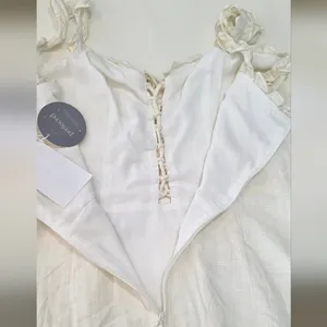 Finders Keepers Urban Outfitters White Lace Up Robin Mini Dress Women Size L (8) thumbnail 5