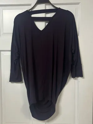 Market & Spruce Maroon V-Neck Dolman Tunic with Back Strap thumbnail 1