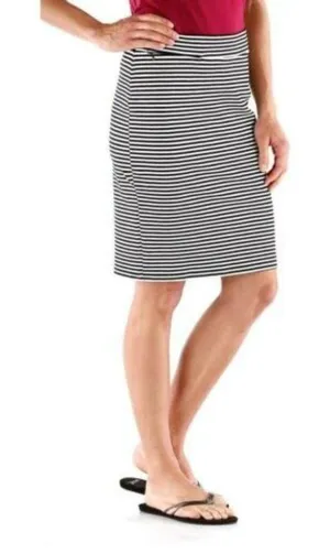 Toad&Co Paseo Ponte Knit Striped Pencil Skirt‎ Pull-On Stretch Zip Pocket Large thumbnail 1