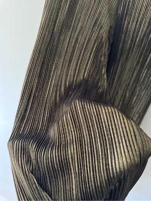 Zara Ribbed Gold Metallic Shimmer Elastic Waist Pull‎ On Pants thumbnail 4