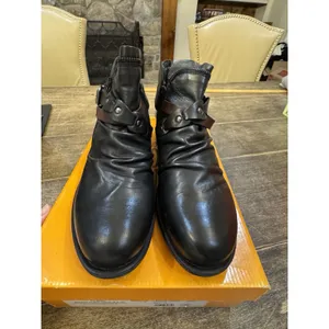 Miz Mooz Leather Buckled Ankle Boots Lagos Black Size 39 US 8.5 Wide Western thumbnail 4
