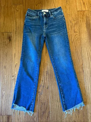 Lovervet dark wash high rise step hem jeans size 26 thumbnail 2