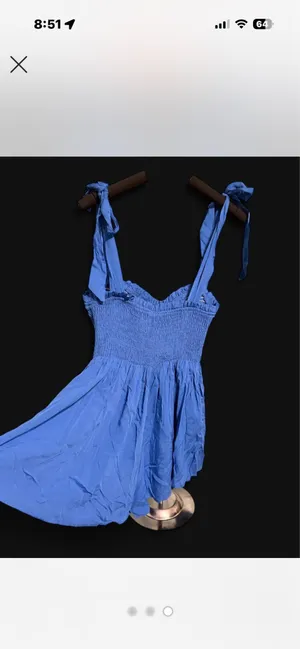 Main Strip Blue romper with tie straps thumbnail 3