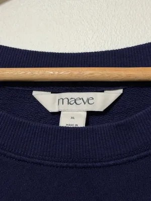 Anthropologie Maeve Puff-Sleeve Sweatshirt Tee in Navy Size XL Top thumbnail 3