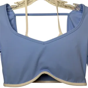 Nova‎ Sport Blue Long Sleeve Crop Top Open Back Athletic Activewear Too Sz Small thumbnail 3