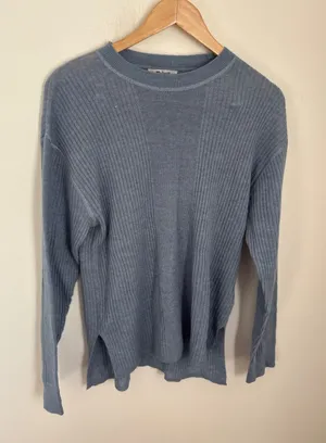 Madewell Alpaca Blend Ribbed Crewneck Sweater Dusty Blue Small CKP494382203 thumbnail 1