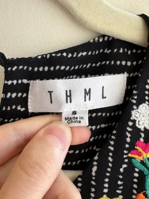 THML Floral Embroidered Black and White Mini Shift Dress, Size Small thumbnail 5