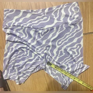 Purple and White Patterned biker shorts Activewear Set ladies small thumbnail 6