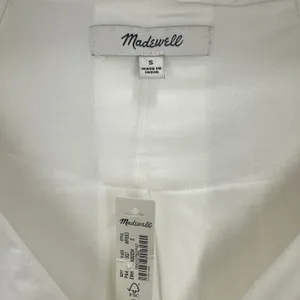 Madewell V Neck Mini Shirtdress Poplin Cotton White Pockets Relaxed Shift S NWT thumbnail 8