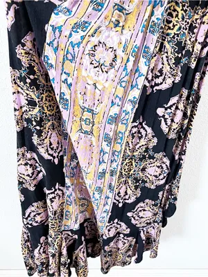 Free People Intimately That Moment Boho Vintage Inspired Black Floral Maxi Dress thumbnail 5