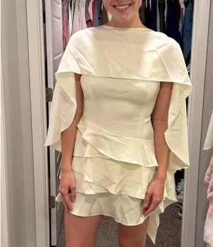 Miss rosier dress Lyna white satin ruffle dress thumbnail 3