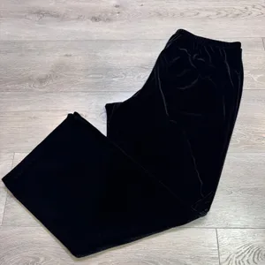 White‎ Stag Black Velvet Wide Leg Pants Womens XL Stretch Elastic Waist Casual thumbnail 1