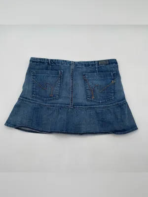 Y2K Citizens Of Humanity Ruffle Hem Mini Denim Jean Skirt Sz 26 USA *READ* thumbnail 2
