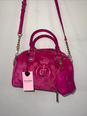NWT Juicy Couture Sparkle Royal Satchel Raspberry Tart Pink thumbnail 1