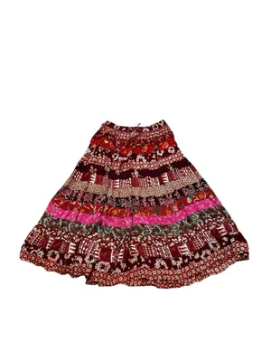 Her Style Tiered Floral Patchwork Maxi Skirt Flowy Cottagecore Boho Western thumbnail 7