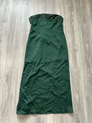 Showpo New Hathaway Maxi Dress Strapless Straight Neck Twist Front Split Emerald Large thumbnail 10