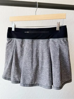 Lululemon Pace Rival Skirt Gray Space Dye Black Waistband Skort thumbnail 3