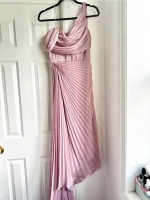 AMUR Joelle Pleated Draped Asymmetrical Gown thumbnail 5
