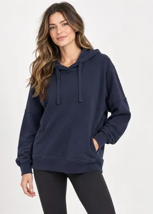 Sweaty Betty Navy Blue Oversized Hoodie Sweatshirt Women’s 8 Exposed Seams thumbnail 1