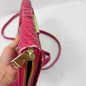 Brahmin Phlox Pink Minuette crocodile crossbody purse mild wear. flap zip pocket thumbnail 10