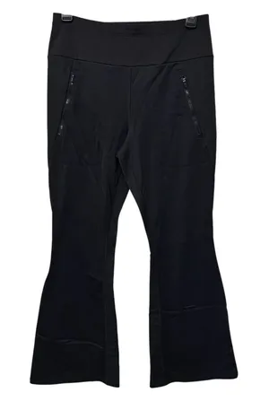Athleta Peak Hybrid‎ Fleece Flare Pants Women's Size Small Black Zip Pockets thumbnail 1