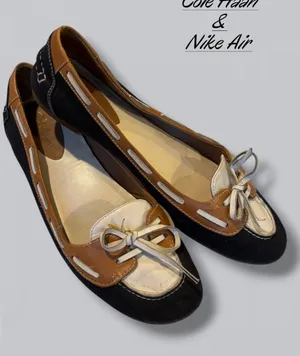Cole Haan Nike Air Boat Shoe Driving Flats Black Canvas Tan Leather Bow Size 7B thumbnail 1