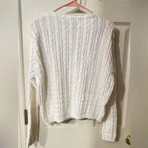 L.L. Bean Women's Cream Cable Knit Sweater thumbnail 2