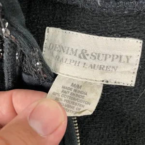 Denim & Supply Ralph Lauren Hoodie Womens Medium Black Sequin Hood‎ Full Zip thumbnail 3