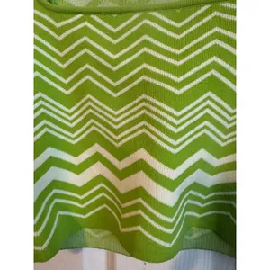Stradivarius Top Green Chevron Cropped Long Sleeve Square Neck XS Fitted‎ thumbnail 3