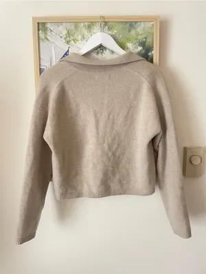 NAADAM Signature Cashmere Cropped Polo Sweater Oatmeal XS thumbnail 8