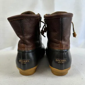 Sperry Women's 7.5 Duck‎ Boots Brown Leather Rubber Waterproof Winter Rain Boots thumbnail 6