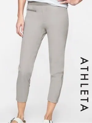 Athleta Mod Trekkie Crop Jogger Pants Ankle Zip Pull On Woven Light Gray Size 8 thumbnail 1