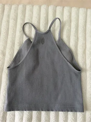 Free People Ribbed Gray Cropped Tank thumbnail 4