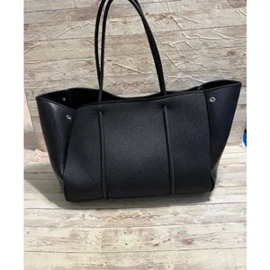 Haute Shore Greyson Neoprene Tote Bag Stripe Black Shoulder thumbnail 3