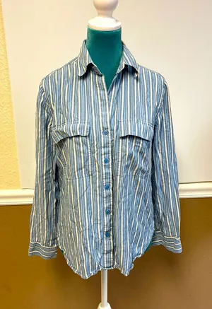 Babaton Striped Long Sleeve Button Tunic‎ Shirt – XS – Aritzia thumbnail 1